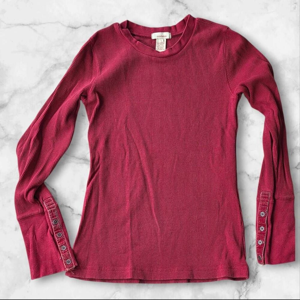 Sundance Size Small Red Long Button Sleeve Shirt